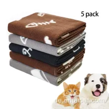 Welpe warmer Druck Fleece Wurfdecke 5 Pack